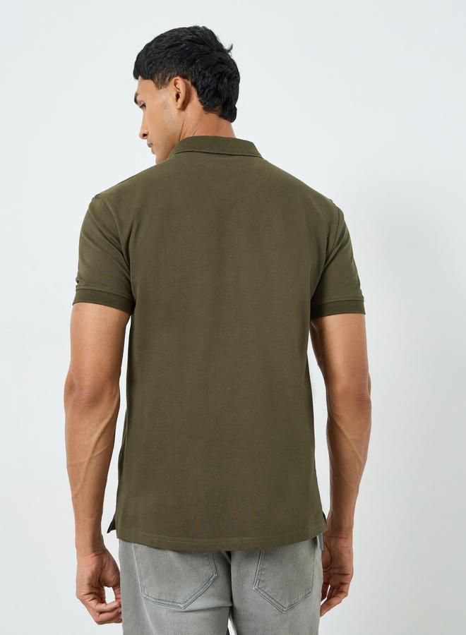 Styli Men Olive Green Relaxed Polo - Image 4